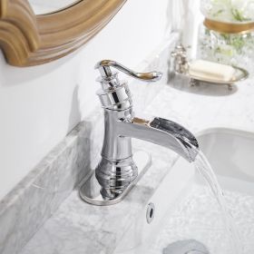 Waterfall Single Hole Single-Handle Low-Arc Bathroom Faucet in Polished Chrome