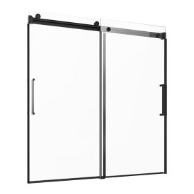 VEVOR Frameless Sliding Bathtub Door, 56-60 in.W x 60 in.H, Frameless Shower Glass Door