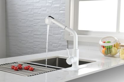Kitchen Faucets with Pull Down Sprayer, Single Handle Kitchen Sink Faucet with Pull Out Sprayer (Color: White)